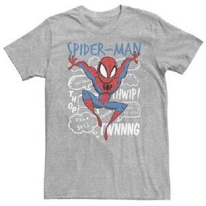 MARVEL Spider-Man Action Pose XLT Chest:46" Gray Tee NEW XL Tall Comic Essential
